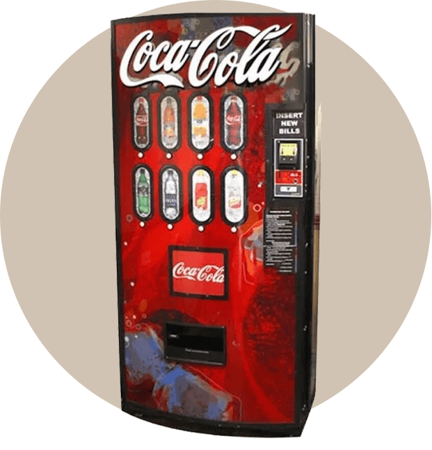 A coca cola vending machine with many different flavors.