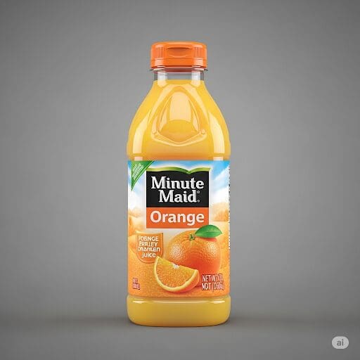 Bottle of Minute Maid orange juice in vending machine