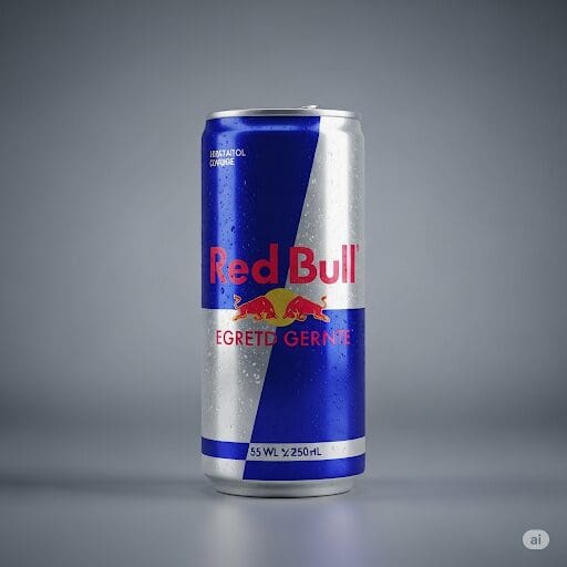 Red Bull energy drink can in vending machine