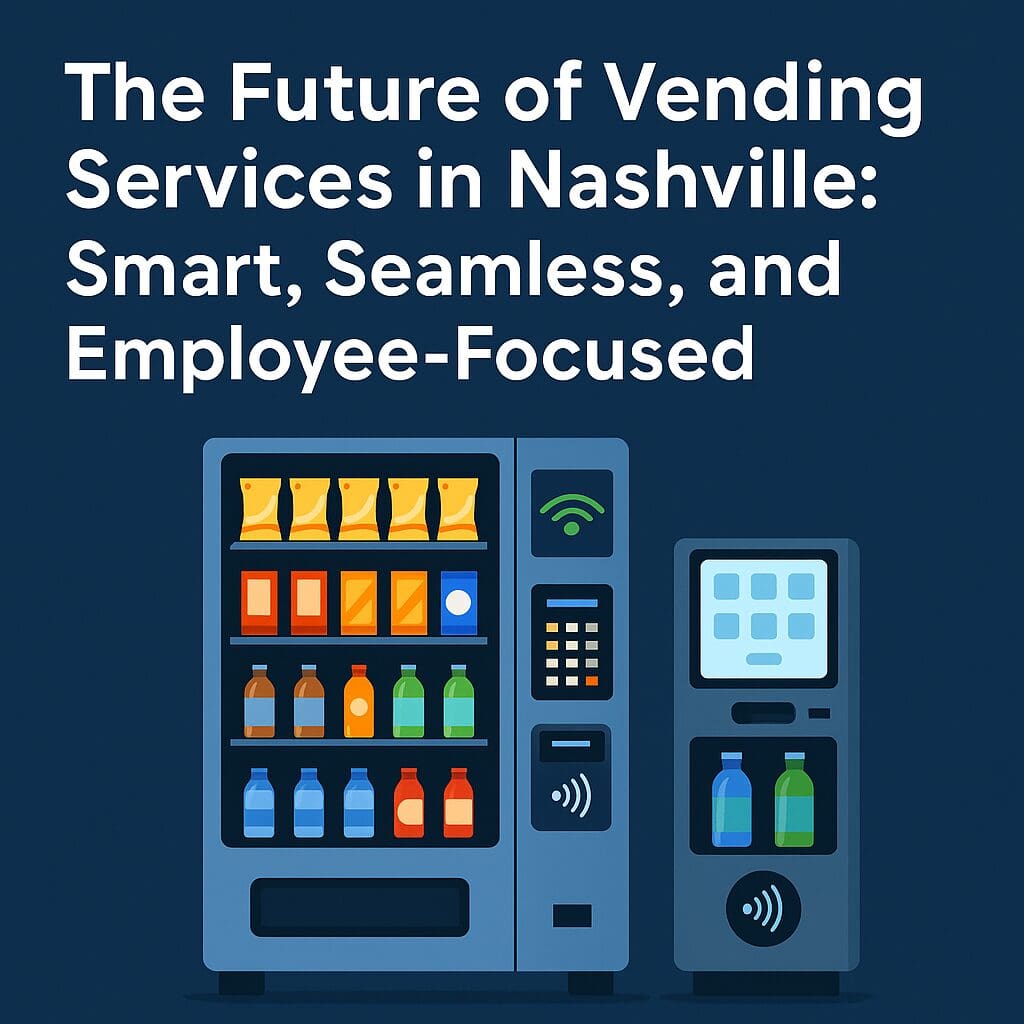 Modern vending machine in Nashville office with cashless payments, healthy snacks, and energy-efficient design