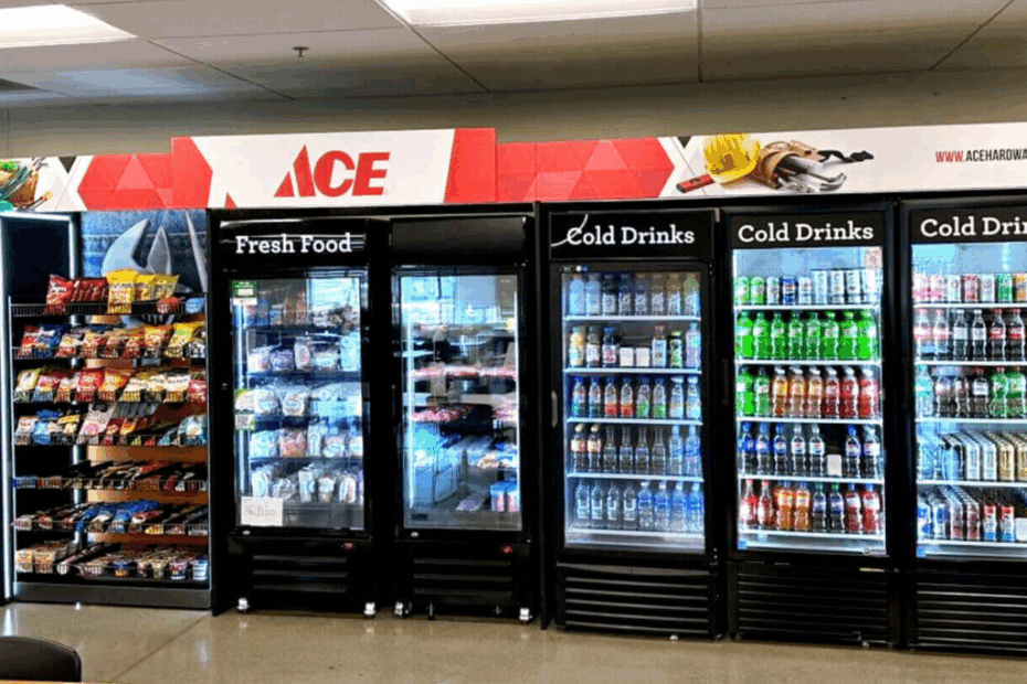“Custom micro market in Hendersonville with snacks, beverages, and a kiosk.”