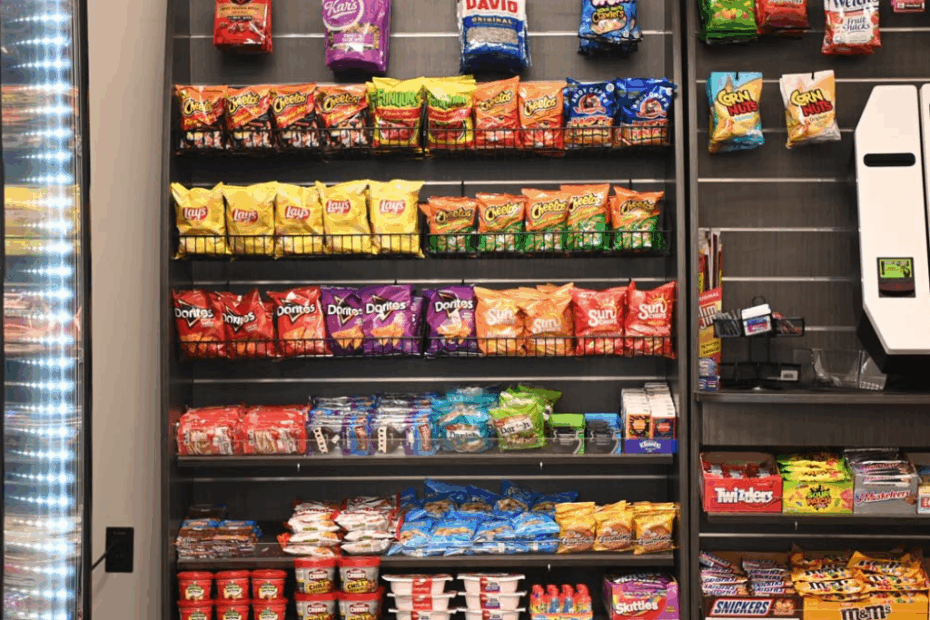 “Bowling Green micro market in an office breakroom with shelves and coolers.”
