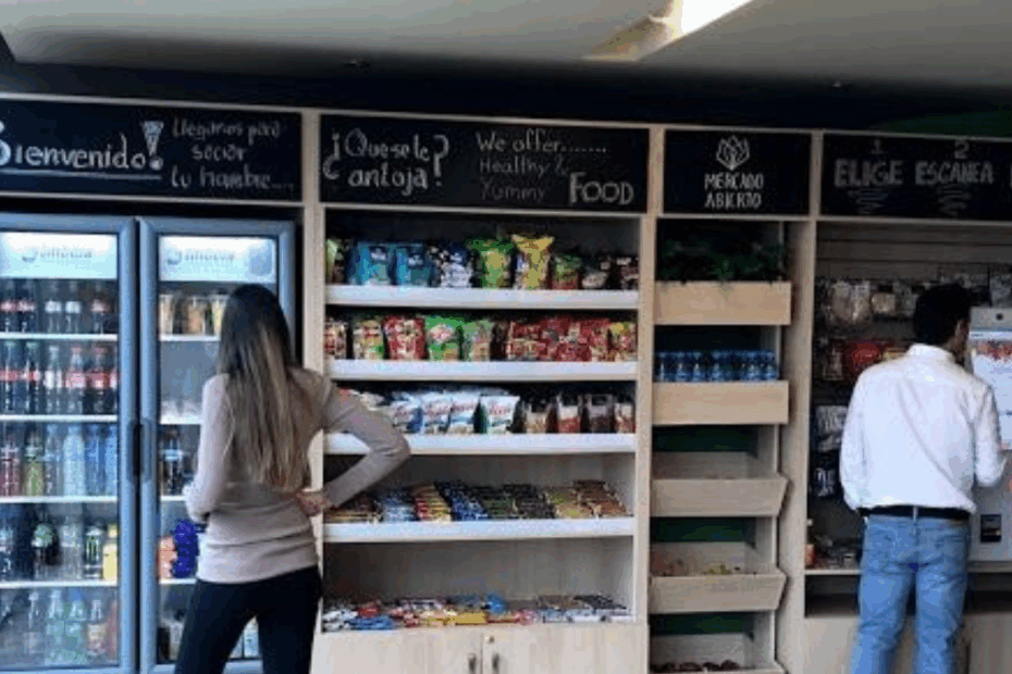 “Cookeville micro market with self-serve kiosk and workplace refreshments.”