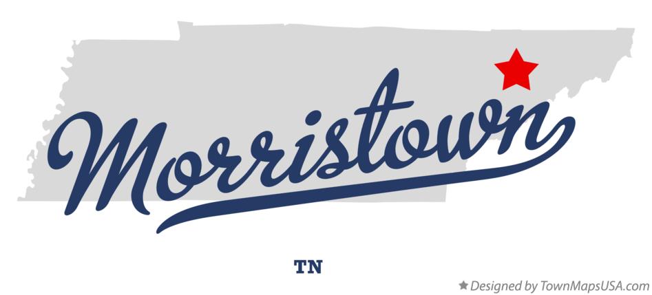 Map of Morristown, Tennessee and surrounding area
